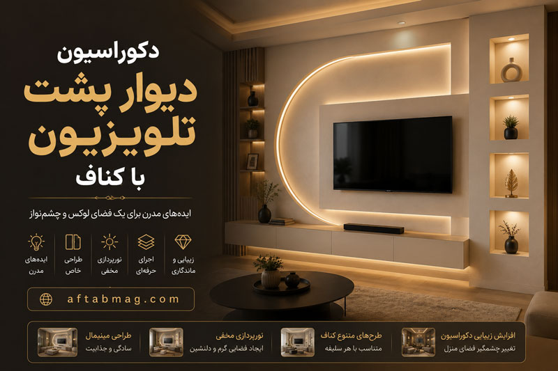 دکوراسیون دیوار پشت تلویزیون با کناف | جدیدترین ایده‌های طراحی تی وی وال مدرن