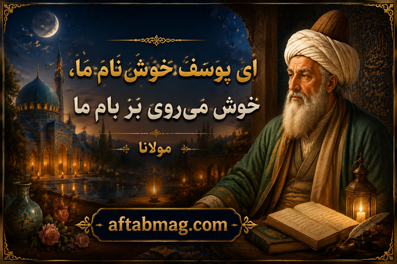 شعر اِی یوسفِ خوش‌نام ما، خوش می‌روی بر بامِ ما از مولانا + تفسیر