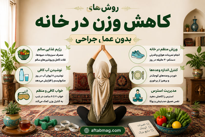 روش‌های کاهش وزن در خانه بدون عمل جراحی | راهکارهای سالم و اصولی برای لاغری