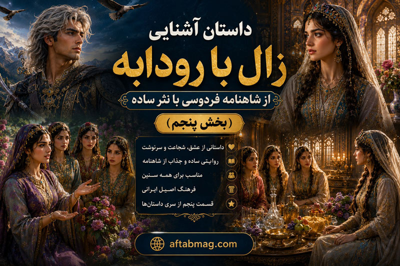 داستان آشنایی زال با رودابه از شاهنامه فردوسی با نثر ساده (بخش پنجم)