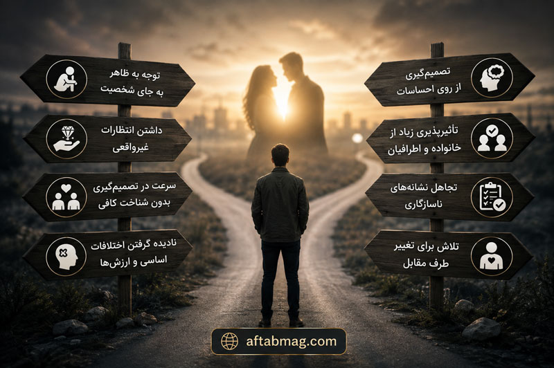 اشتباهات رایج در انتخاب همسر | ۱۵ اشتباه مهم که می‌تواند آینده ازدواج را تحت تأثیر قرار دهد