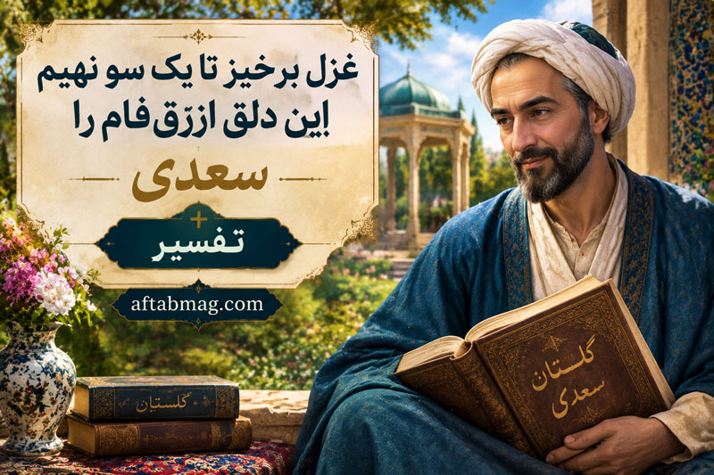 غزل برخیز تا یک سو نهیم این دلق ازرق‌فام را سعدی + نفسیر