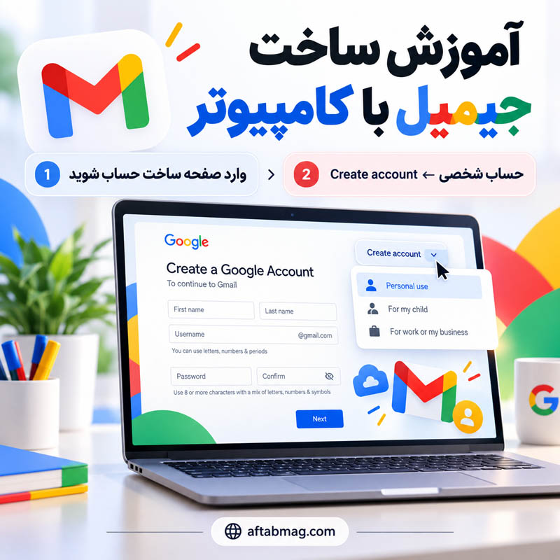 آموزش ساخت جیمیل با کامپیوتر