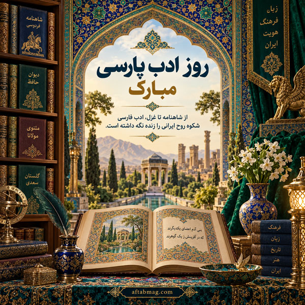 عکس نوشته تبریک روز ادب پارسی
