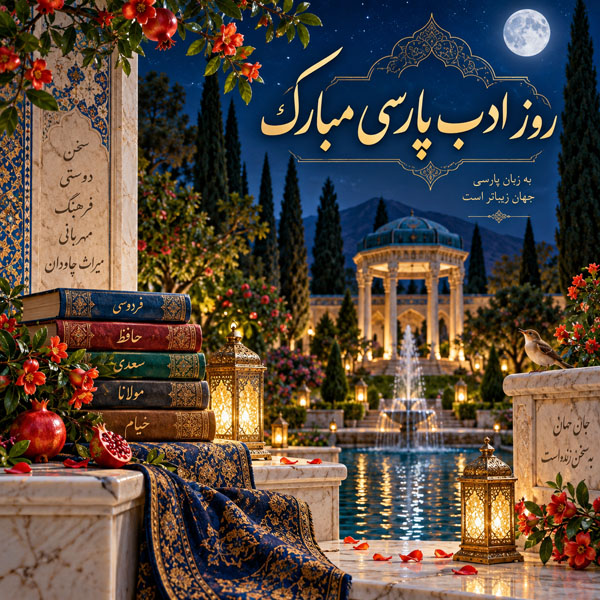 عکس نوشته تبریک روز ادب پارسی