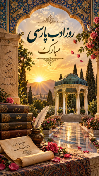 عکس نوشته تبریک روز ادب پارسی