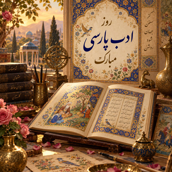 عکس نوشته تبریک روز ادب پارسی