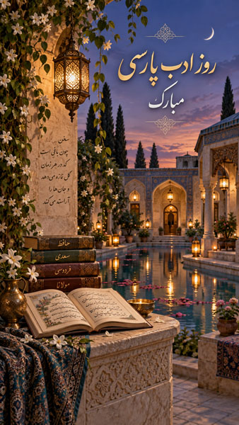 عکس نوشته تبریک روز ادب پارسی