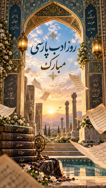 عکس نوشته تبریک روز ادب پارسی