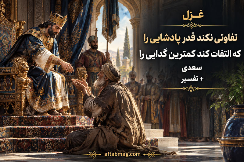 غزل تفاوتی نکند قدرِ پادشایی را که التفات کند کمترین گدایی را سعدی + تفسیر